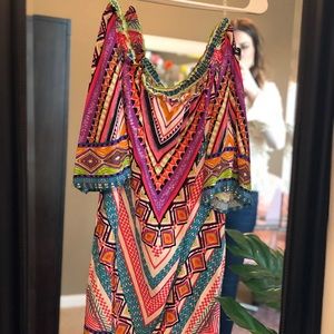 Off the shoulder tribal print dress